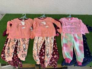 6 New Pair Girls Fleece Pajamas Size 4T