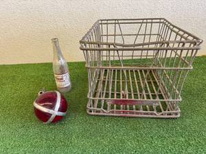 Bridgeman Metal Dairy Tote, Crookston MN Howels Root Beer Bottle & Vintage Fire Extinguisher