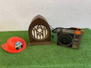 8 Track Player, Speaker & Plastic Emergency 51 Helmet