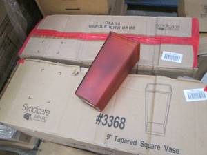 3 Cases, 24 total 9 square vases...