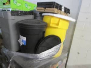 Trash and recycling bins, plastic c...