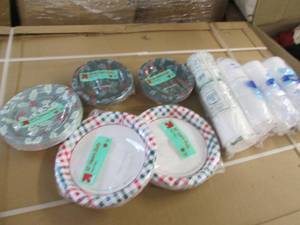 Plates bowls and cup lids...