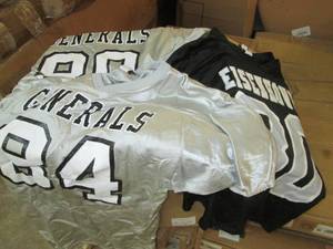 Large box of screen printed jersees...