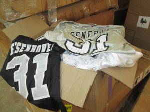 Large box of screen printed jersees...