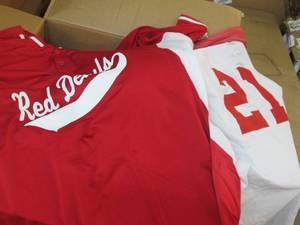 Large box of screen printed jerseys...