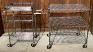 Two Chrome Wire BasketShelf Push Carts-NSF Shelf Tech Pro System
