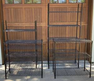 4 Black Wire Shelf Systems of Various Sizes & Shelf Combinations