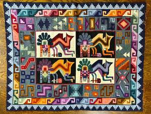 Peruvian Flatweave Kilim TapestryWall Hanging