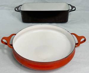 Two MCM Dansk Kobenstyle Enamel Bakeware Pans