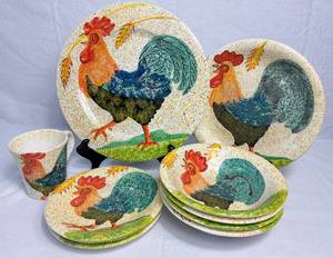 Hand Painted Pep.Bizzarrie Italian Pottery Rooster Collection