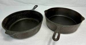 Vintage Wagner Ware Cast Iron Chicken Fryers NO. 8 and 10 12