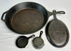 Lodge Cast Iron Bundle of Fajita Skillet, 14 Skillet, and 2 Mini Skillets