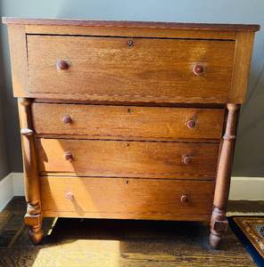 Antique Cherry 4 Drawer Wood Dresser