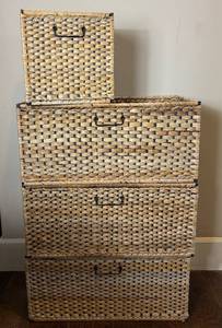 Woven Storage Baskets Bundle  - 3 Large Rectangle and 1 Square