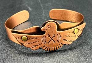Southwestern Inspired Copper Cuff Bracelet with Thunderbird Design