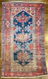 Vintage Handknotted Woven Distressed Northwest Tribal Rug 6 4 L x 3 x 8