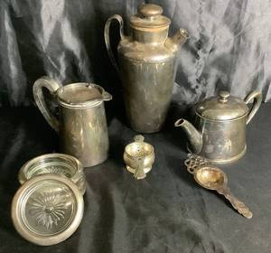 Collection of Antique Silver Plate Serving & Kitchen Pieces