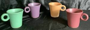 Set of 4 Vintage Signed Luna Garcia Studio Pottery Mugs