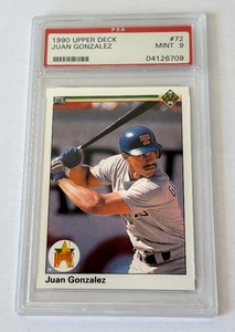 Juan Gonzalez RC PSA 9 Mint 1990 Upper Deck #72 Rookie Baseball Card