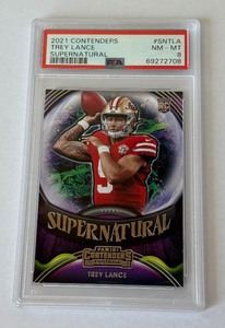 Trey Lance PSA 8 NM-MT RC 2020 Contenders Supernatureal #SNTLA Rookie Football Card