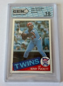Kirby Puckett Graded 10 Gem Mint RC 1985 Topps #536 Rookie Minnesota Twins Baseball Card