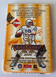 2000 Collectors Edge Graded Single and Pack Box - 1 PSA Card (10 or 9)  1 Pack, Factory Sealed Football Cards