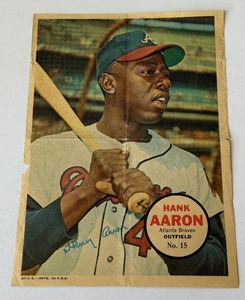 Hank Aaron 1967 Topps Pin-Ups Poster #15 Vintage Baseball Card