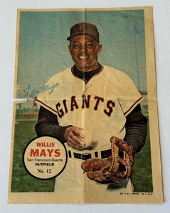 Willie Mays 1967 Topps Pin-Ups Poster #12 Vintage Baseball Card