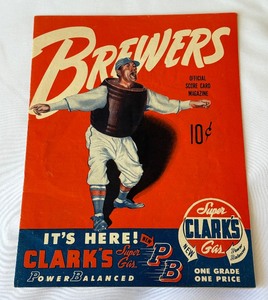 RARE - 1951 Milwauke Brewers AAA MLB Score Card and Magazine vs. Indianapolis - Vintage Baseball