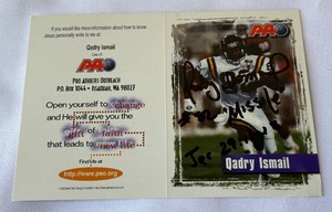 Quadry Ismail Autographed Minnesota Vikings Football Card