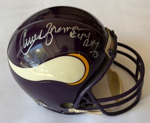 Chuck Foreman Autographed and Inscribed #44 ROY 73 Mini Minnesota Vikings Football Helmet