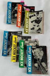 (7) Vintage Collegiate Scholastic Ice Hockey Guides - 1965-1973