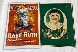 (2) Babe Ruth Reproduction Baseball Advertisement Pieces