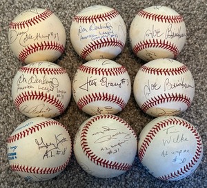 (9) Umpire Autographed Baseballs - Multiple Autos Each From MLB Umps, OMLB Rawlings Balls