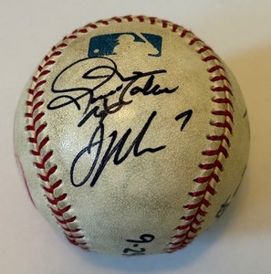 Joe Mauer and Justin Morneau Autographed 2005 Minnesota Twins Baseball w 9 Total Signatures
