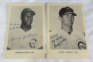 (2) Vintage Chicago Cubs Autographed Team Issues Photos - George Altman and Randy Hundley