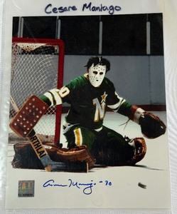 Cesare Maniago Autographed 8x10 Photo w COA - Minnesota North Stars Hockey