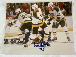 Brad Maxwell Autographed Minnesota North Stars 8x10 Hockey Photo