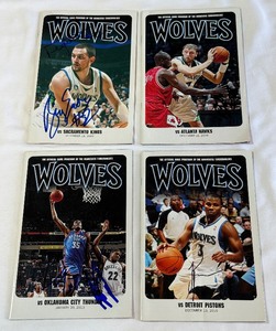 (4) Minnesota Timberwolves Autographed Basketball Game Programs