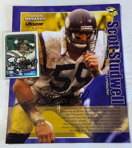 Scott Studwell Autographed Card and Photo - Minnesota Vikings