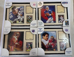 (4) Limited Edition Framed Football Lithographs - Jerry Rice, Steve Young, Emmitt Smith, Drew Bledsoe