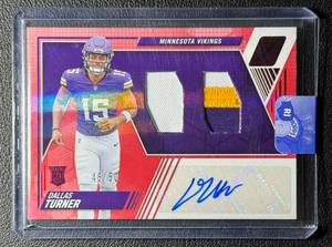 Dallas Turner 2024 Zenith Rookie Patch Auto Minnesota Vikings Rookie Football Card 4650 No. 238