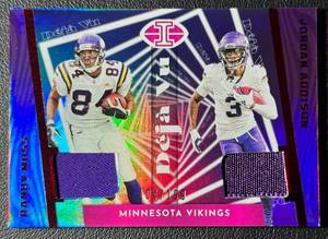 Randy Moss  Jordan Addison 2023 Illusions dj vu Dual Swatch 047199 Minnesota Vikings Football Card No. DV-MA