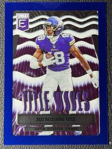 Justin Jefferson 2023 Donruss Elite Title Waves Blue 1025 Minnesota Vikings Football Card No. TW-5