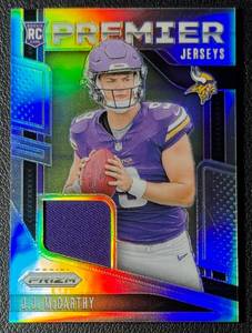 JJ McCarthy RC Relic 2024 Prizm Premier Jerseys Minnesota Vikings Rookie Football Card No. PJ-JJM