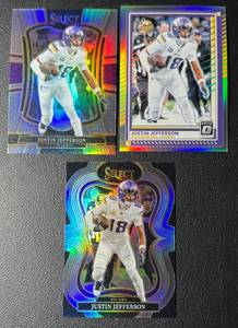 Justin Jefferson 3-Card Silver Holo Minnesota Vikings Football Card Lot