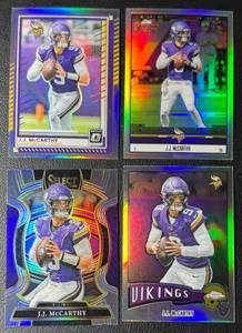 JJ McCarthy 4-Card Silver Holo Minnesota Vikings Football Card Lot