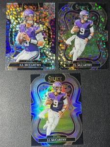 JJ McCarthy 3-Card Select Silver Holo Minnesota Vikings Football Card Lot