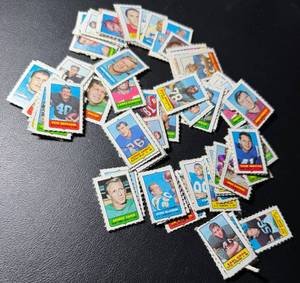 Tons of 1969 Topps 4 in 1 Stamps Vintage Mini Football Card Lot