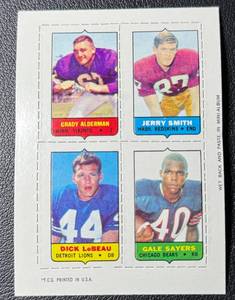 Gale Sayers 1969 Topps 4 in 1 Stamp Vintage Football Card
